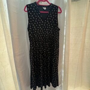 Anne Klein Black Floral Midi Dress